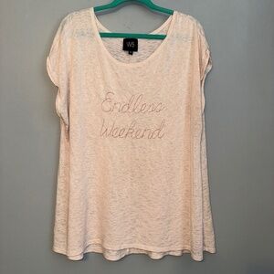 W5 Semi Sheer Endless Weekend Embroidered Top Blush Pink Size 1X